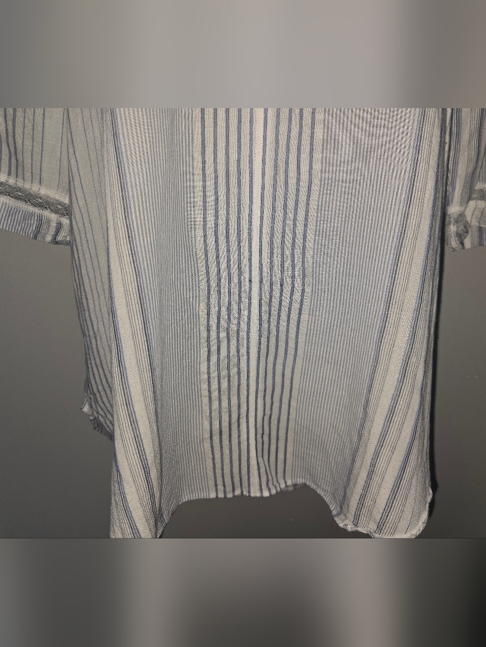 Victoria's Secret Striped Blouse - Blue & White Vertical Stripe V-Neck Top Large - Picture 6 of 11